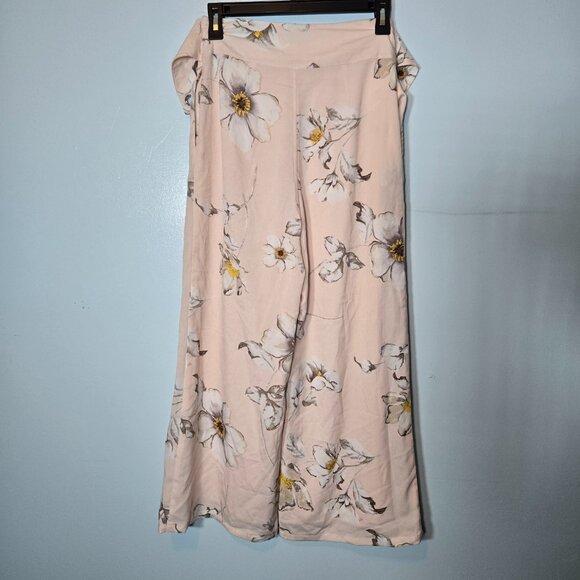 J.O.A. Women's Pink Floral Lace-Up Wide Leg Ankle Trousers Pants Size XS - Picture 4 of 5
